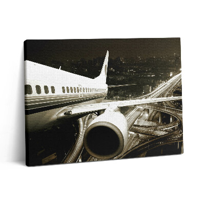 Pictură pe pânză 80x60 Avionul și orașul