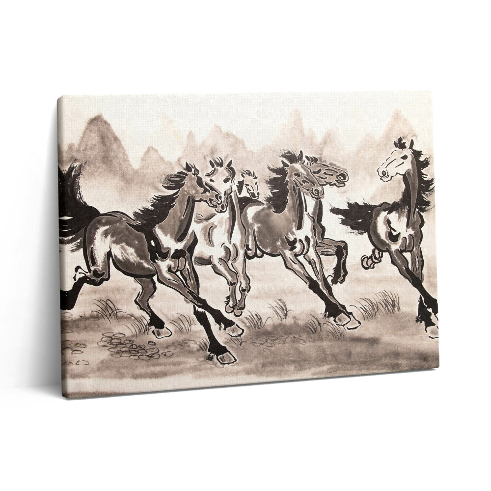 Pictură pe pânză 80x60 Cai galopând