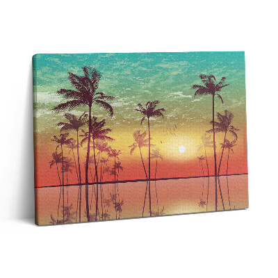 Pictură pe pânză 80x60 Palmieri tropicali la apus