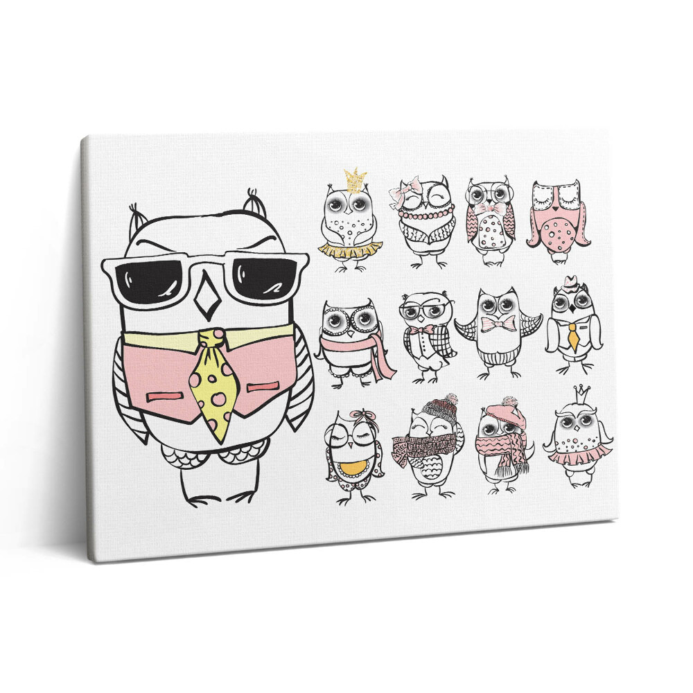 Pictură pe pânză 80x60 Poster bufniță vintage