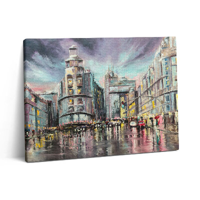Pictură pe pânză 80x60 Orașul ploios – O plimbare în ploaie