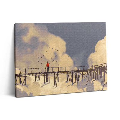 Pictură pe pânză 80x60 Bărbat pe podul vechi