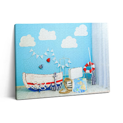 Pictură pe pânză 80x60 Expediție pe mare - camera copiilor
