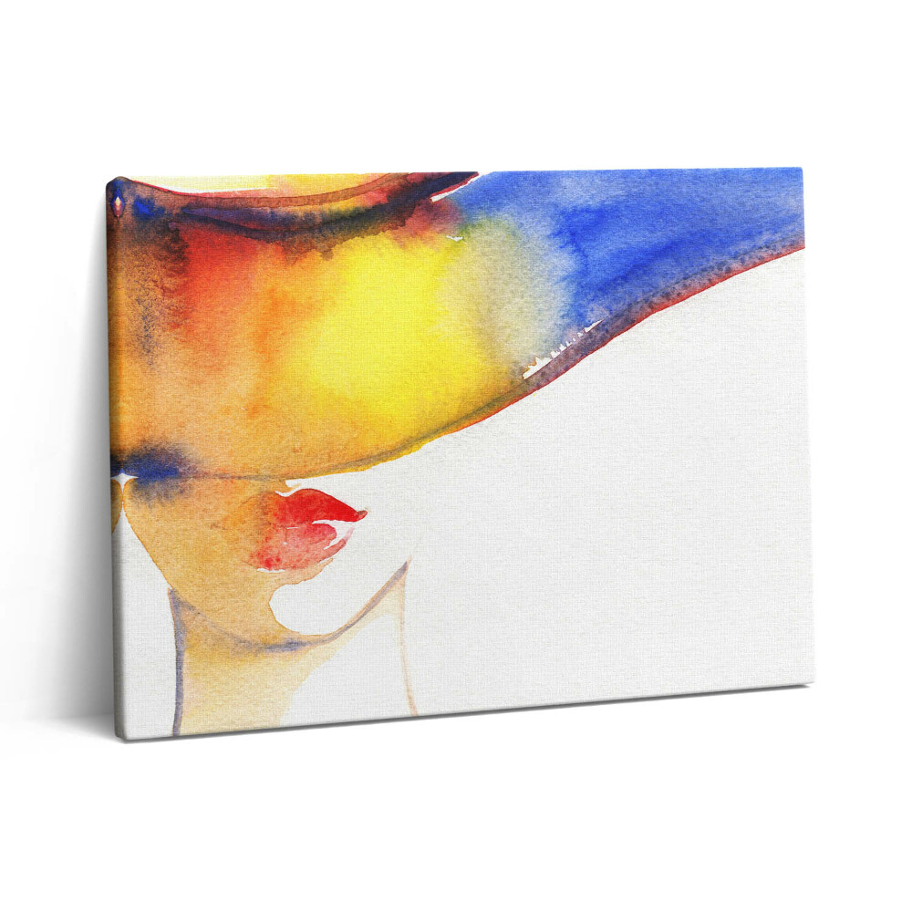 Pictură pe pânză 80x60 Femeie cu pălărie