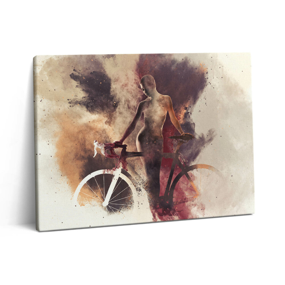 Pictură pe pânză 80x60 Femeie și bicicletă