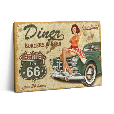 Pictură pe pânză 80x60 Poster vintage cu Ruta 66