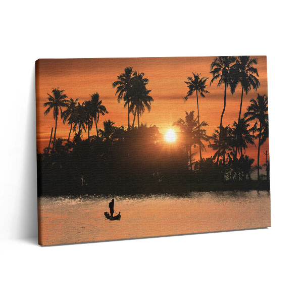 Pictură pe pânză 80x60 Apus de soare și palmieri în vacanță