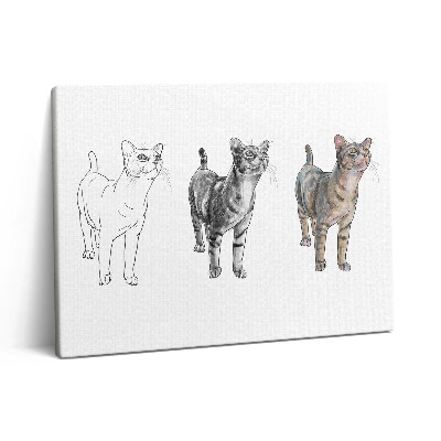 Pictură pe pânză 80x60 Ilustrație a unei pisici drăguțe și curioase