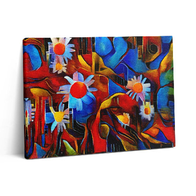 Pictură pe pânză 80x60 Artă cubistă - flori colorate