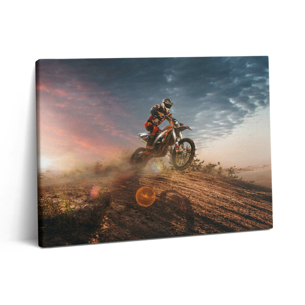 Pictură pe pânză 80x60 Bărbat pe o motocicletă în deșert