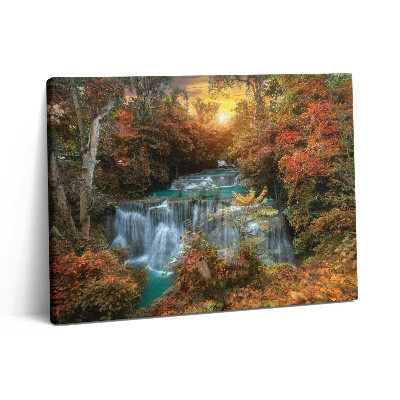 Pictură pe pânză 80x60 Apus de soare peste cascadă