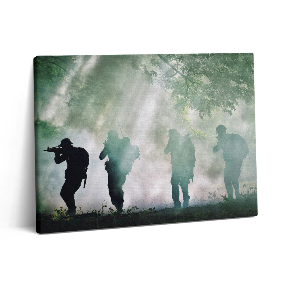 Pictură pe pânză 80x60 Armată în pădure - soldați