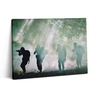Pictură pe pânză 80x60 Armată în pădure - soldați