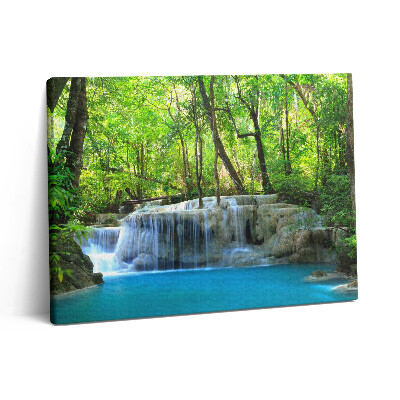 Pictură pe pânză 80x60 Peisaj de cascadă în pădure