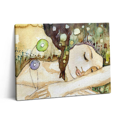 Pictură pe pânză 80x60 Pictură în acuarelă a unei fete frumoase