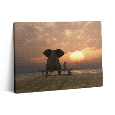 Pictură pe pânză 80x60 Animale și apus de soare