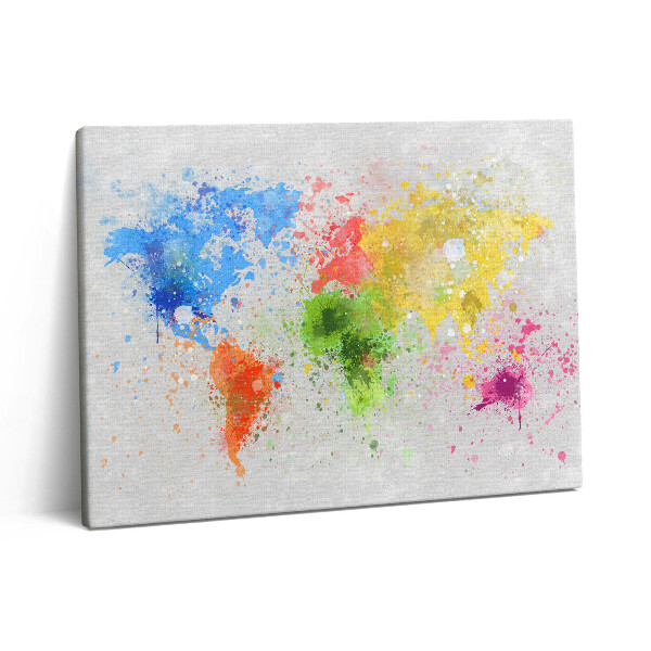 Pictură pe pânză 80x60 O hartă a lumii pictată pe hârtie