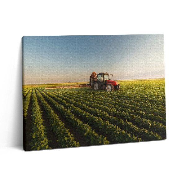 Pictură pe pânză 80x60 Tractorul stropește câmpul