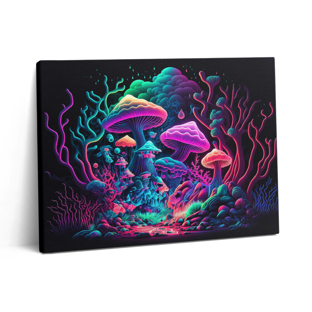 Pictură pe pânză 80x60 Ciuperci neon