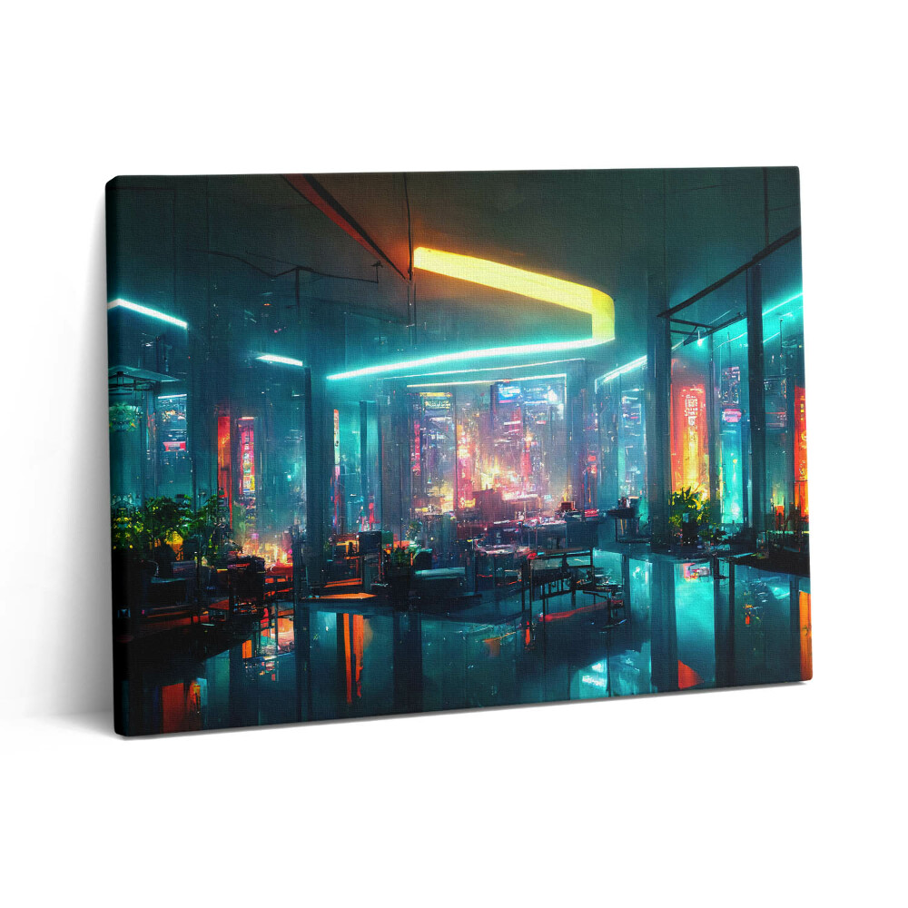 Pictură pe pânză 80x60 Un oraș în stil cyberpunk