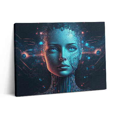 Pictură pe pânză 80x60 Inteligență artificială - Robot feminin