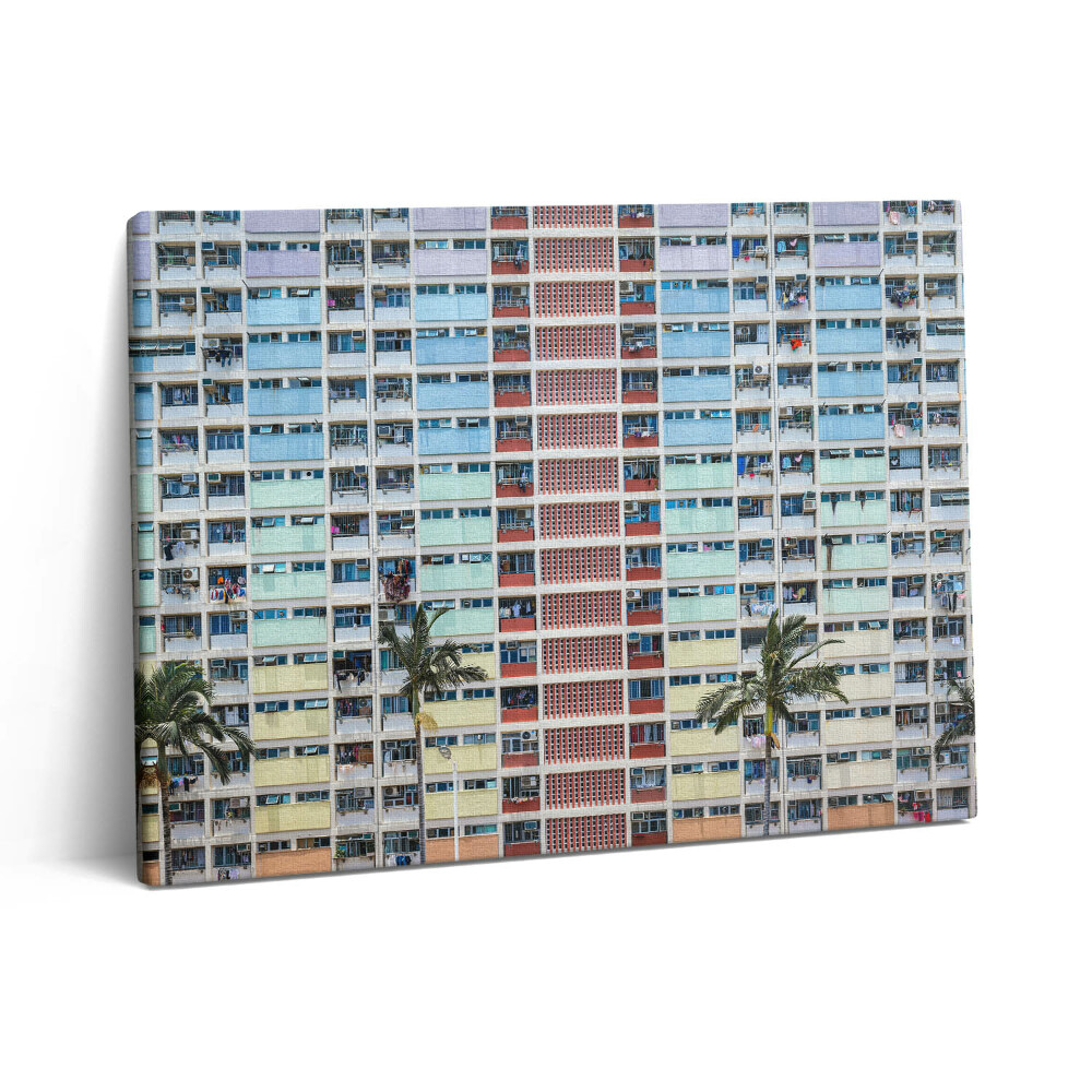 Pictură pe pânză 80x60 Clădire colorată în Hong Kong