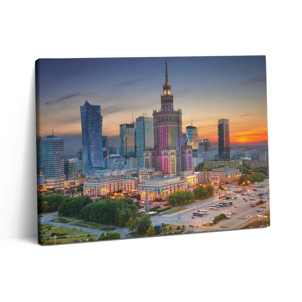 Pictură pe pânză 80x60 Panoramă a apusului de soare din Varșovia