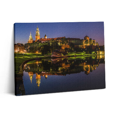 Pictură pe pânză 80x60 Wawel noaptea în Visła