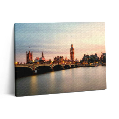 Pictură pe pânză 80x60 Panorama Big Ben din Londra