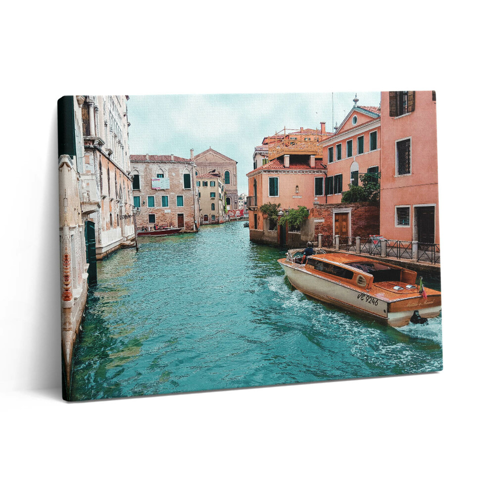 Pictură pe pânză 80x60 Barcă cu motor pe râu