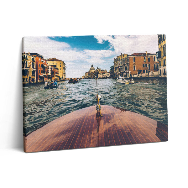 Pictură pe pânză 80x60 Barcă cu motor pe râu