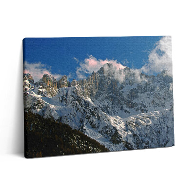 Pictură pe pânză 80x60 Munți sub cer albastru