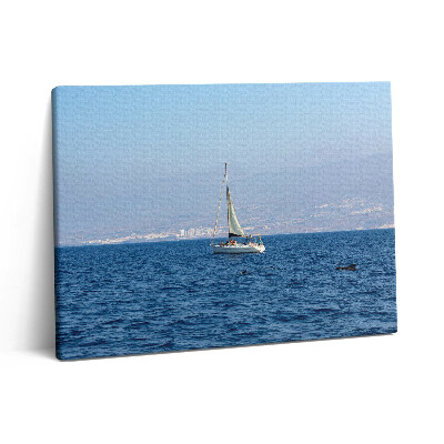 Pictură pe pânză 80x60 Un iaht navighează în jurul Tenerife-ului