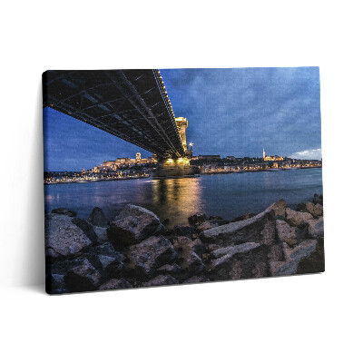 Pictură pe pânză 80x60 Țărm stâncos sub pod