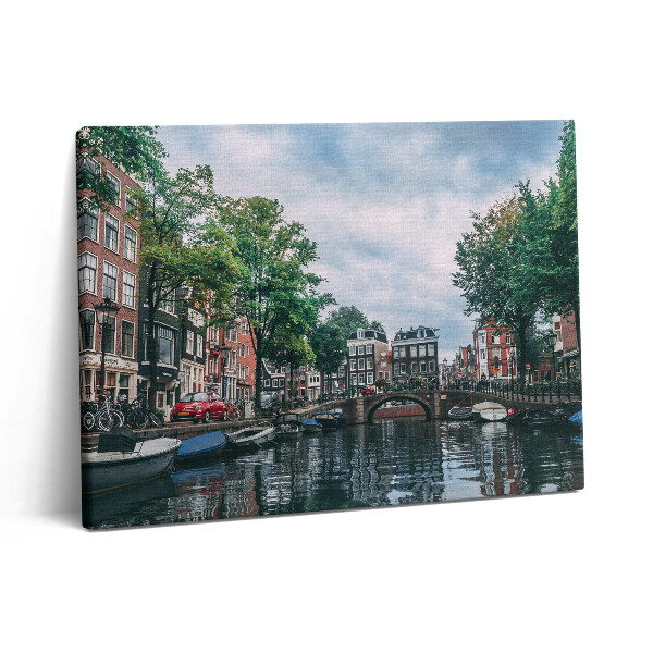 Pictură pe pânză 80x60 Un canal în centrul Amsterdamului