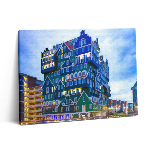 Pictură pe pânză 80x60 Casă colorată în Amsterdam