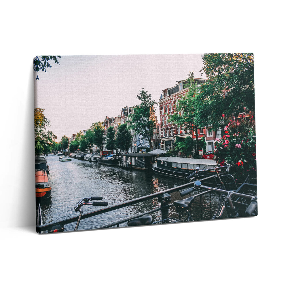 Pictură pe pânză 80x60 Biciclete pe pod