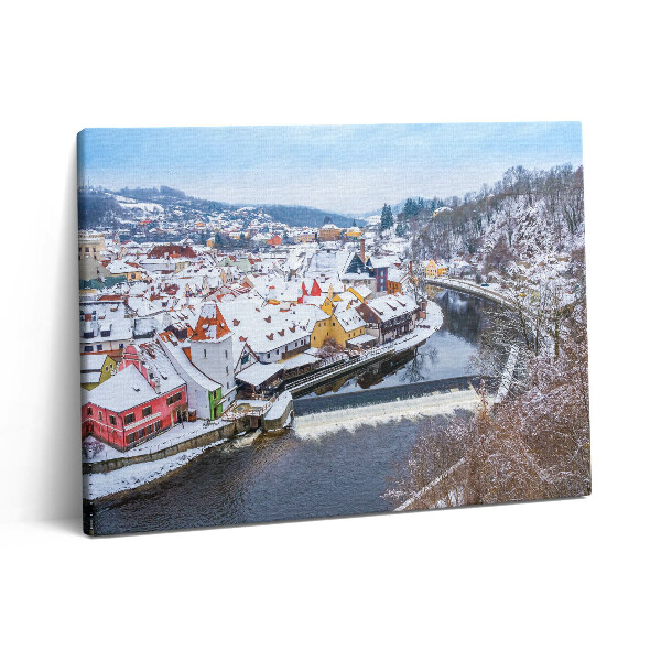 Pictură pe pânză 80x60 Panorama orașului Krumlov iarna