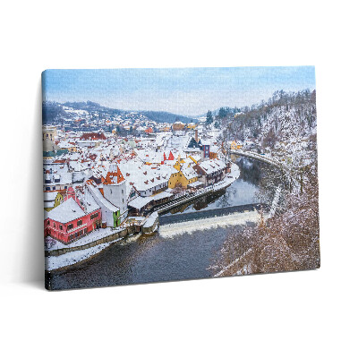 Pictură pe pânză 80x60 Panorama orașului Krumlov iarna