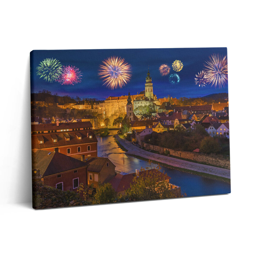 Pictură pe pânză 80x60 Focuri de artificii Krumlov Republica Cehă