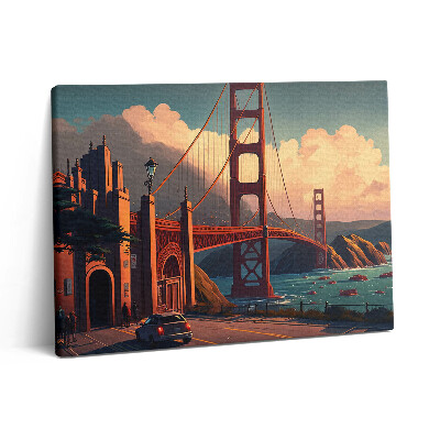 Pictură pe pânză 80x60 Ilustrație a unui pod din San Francisco