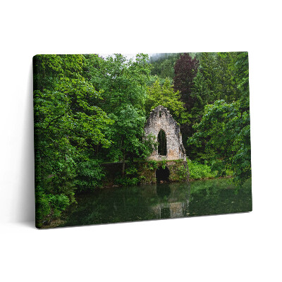 Pictură pe pânză 80x60 Ruinele vechii capele din Chamonix, Franța