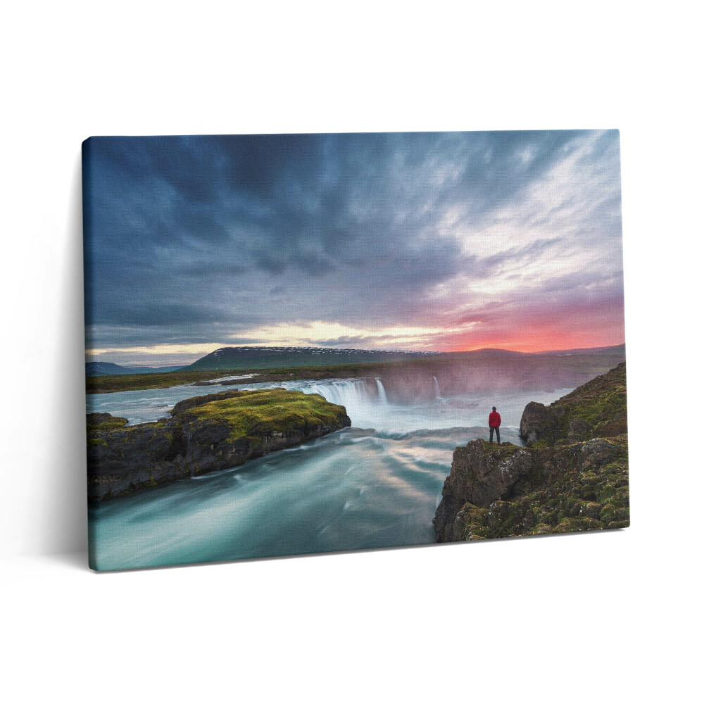 Pictură pe pânză 80x60 Peisaj cu cascada Godafoss