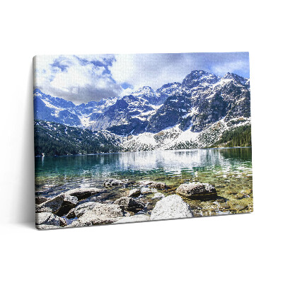 Pictură pe pânză 80x60 Peisaj de munți și lacuri