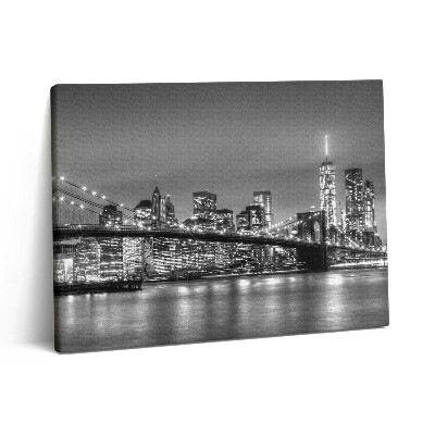 Pictură pe pânză 80x60 Podul Brooklyn din New York noaptea