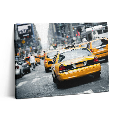 Pictură pe pânză 80x60 Taxiurile din New York City într-un ambuteiaj urban