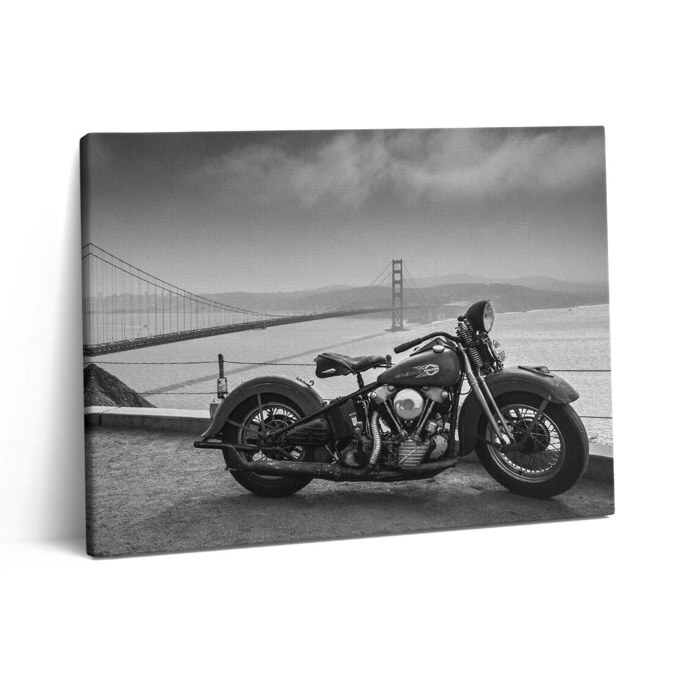 Pictură pe pânză 80x60 Motocicleta și Podul Golden Gate
