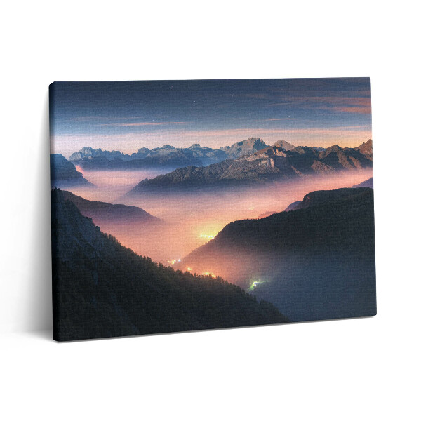 Pictură pe pânză 80x60 Peisaj de vârf de munte