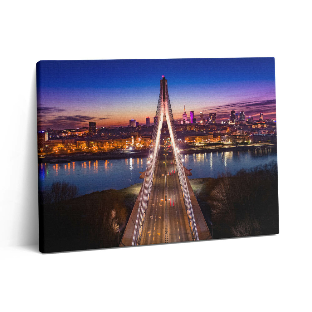 Pictură pe pânză 80x60 Podul și orașul seara