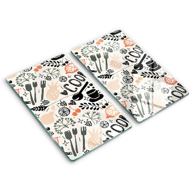 Placă din sticla protectie perete Desen cu tematică de bucătărie